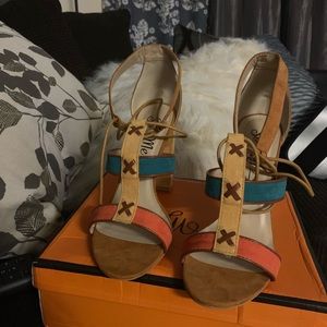 Color Block Chunky Heels